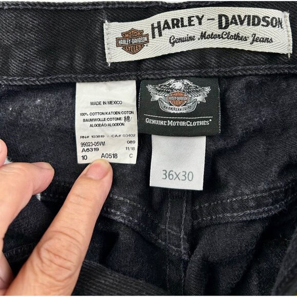 Harley-Davidson Black Denim Jeans Men’s 36x30 Classic Fit Biker Motorcycle Pants - Picture 5 of 7